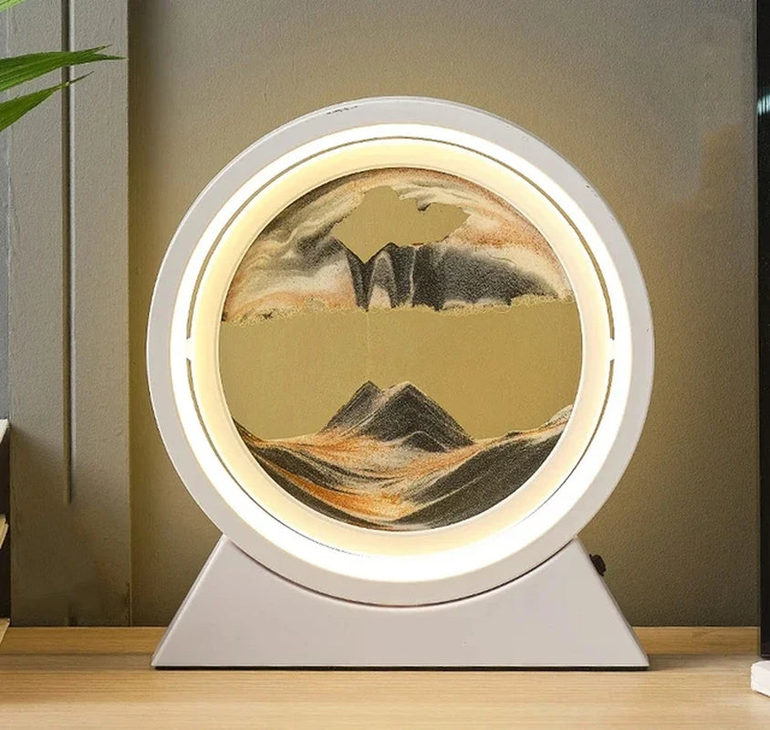 LED Light Creative Quicksand Table Lamp Moving Sand Art Picture 3D Hourglass Deep Sea Sandscape Bedroom Lamp for Home Decor Gift