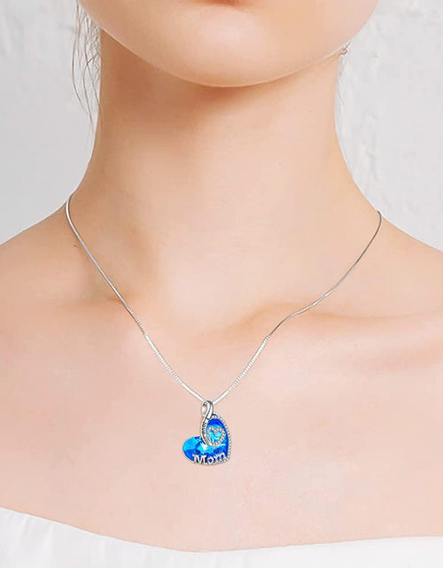 Load image into Gallery viewer, Gifts for Mom with Heart Birthstone Crystal Sterling Silver I Lov You Forevr Heart Pendant Necklace Birthday Christmas Mother&#39;S Day Jewelry Gifts for Women Mom Grandma,New Mom Gifts
