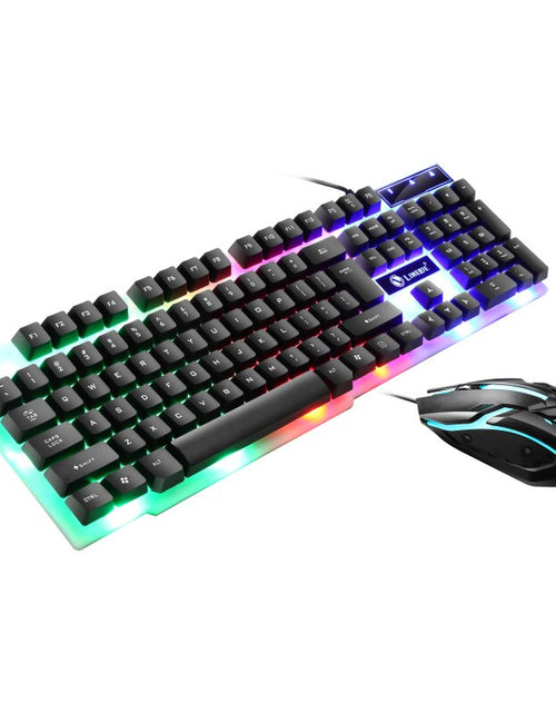 Load image into Gallery viewer, USB Wired Gaming Keyboard Mouse Combos PC Rainbow Colorful LED Backlit Gaming Mouse and Keyboard Set Kit for Home Office Gamer
