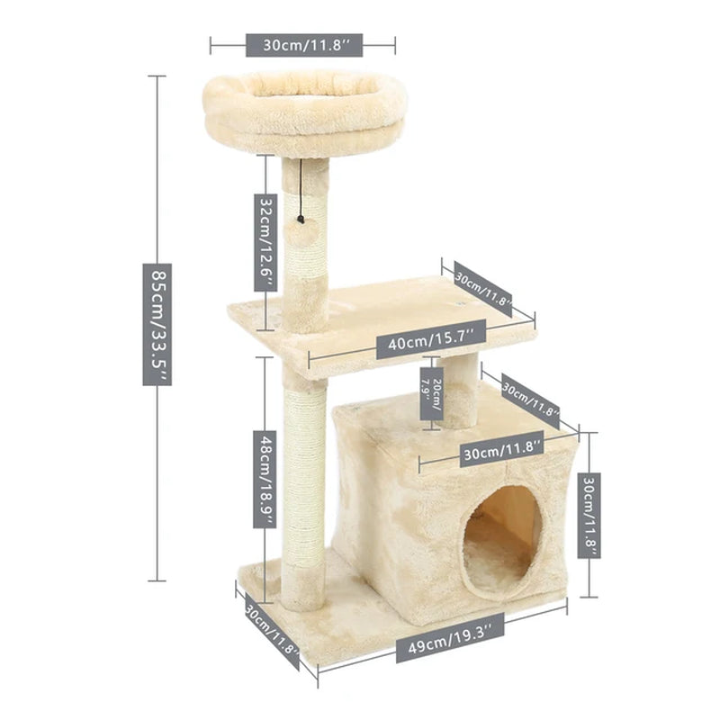 Pet Cat Tree House 7 Kinds House with Hanging Ball Cat Condo Climbing Frame Furniture Scratchers Post for Kitten Cat Playing Toy