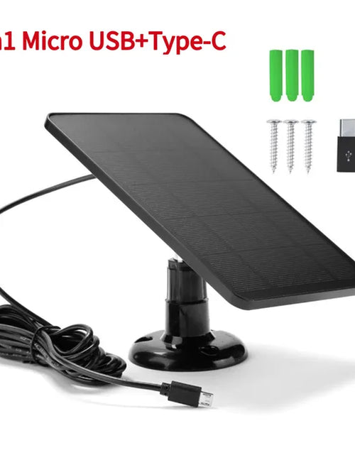 Load image into Gallery viewer, 10W 5V Solar Panel 2In1 Micro Usb+Type-C Solar Panels Outdoor Solar Cells Chargerfor Security Camera/Small Home Light System
