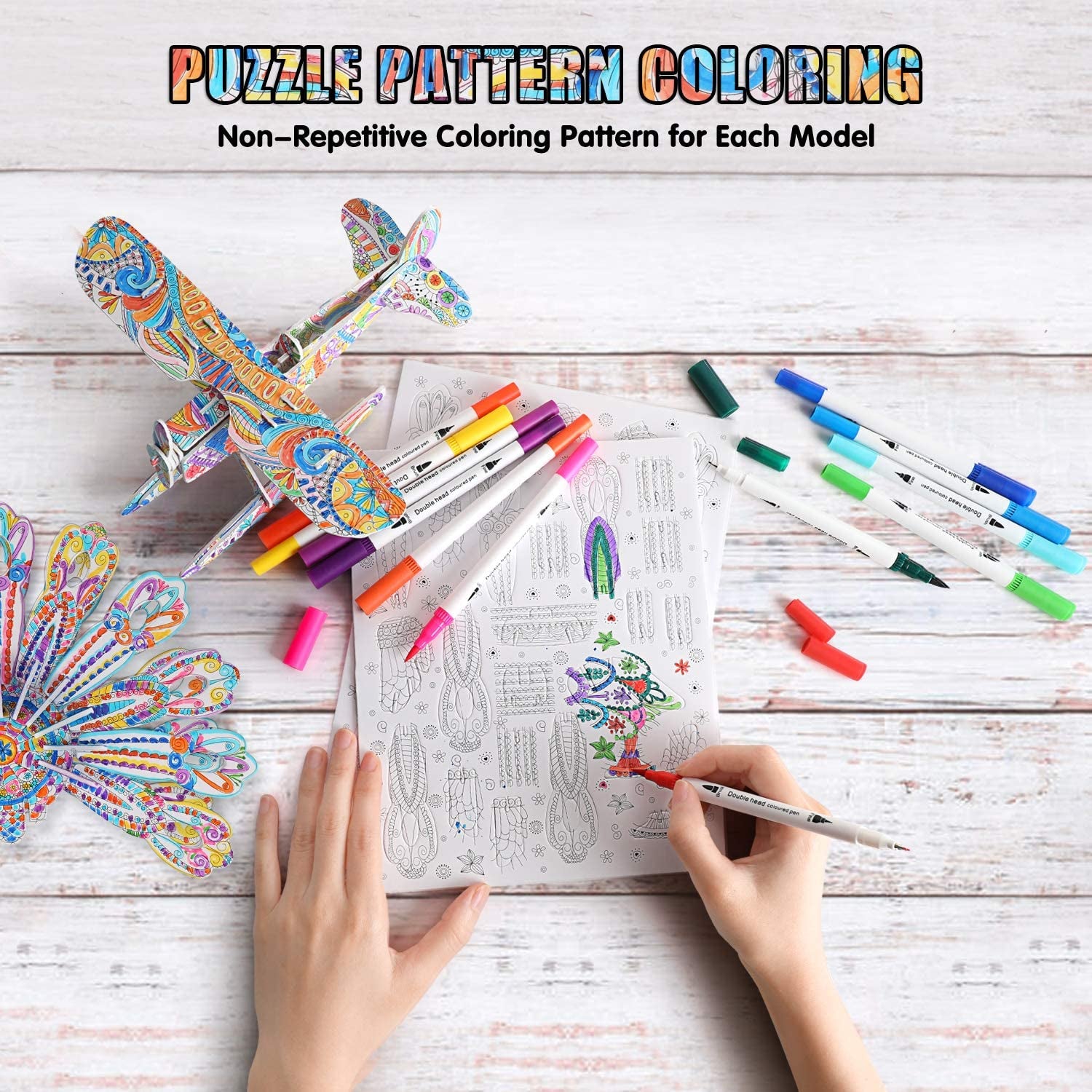 3D Coloring Puzzle Set, Arts and Crafts for Girls and Boys Age 6 7 8 9 10 11 12 Year Old, Fun Educational Painting Crafts Kit with Supplies for Kids, Birthday Toy Gift for Kids