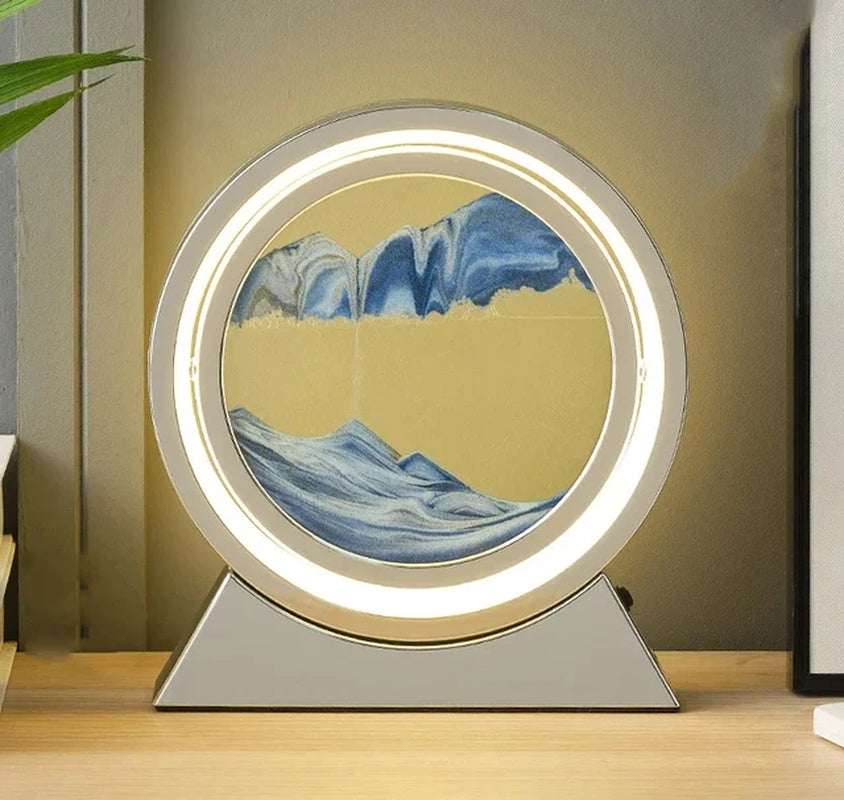 LED Light Creative Quicksand Table Lamp Moving Sand Art Picture 3D Hourglass Deep Sea Sandscape Bedroom Lamp for Home Decor Gift