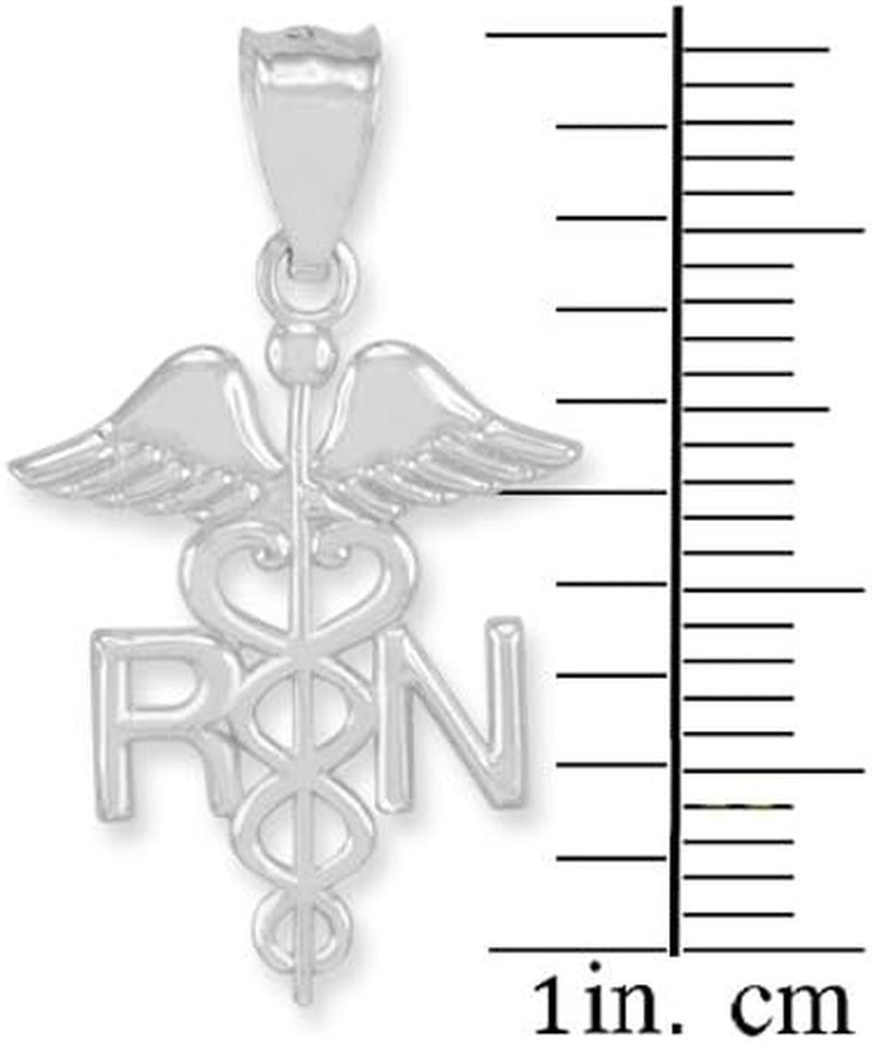 925 Sterling Silver Caduceus RN Charm Registered Nurse Pendant Necklace