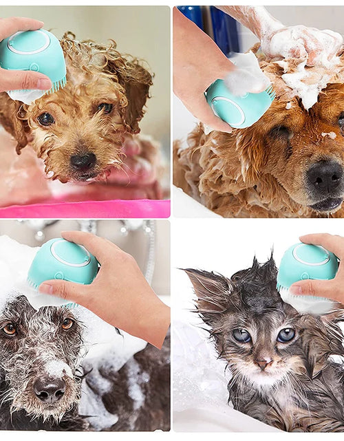 Load image into Gallery viewer, Silicone Dog Cat Shower Brush Pet Shampoo Dispenser Massager Bath Brush Bathroom Puppy Washing Grooming Brush Dog Accessories
