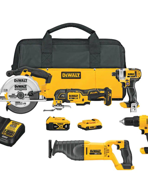 Load image into Gallery viewer, 20V MAX Lithium-Ion Cordless 5 Tool Combo Kit with (2) 20V 4.0Ah Battery, (1) 20V 2.0Ah Battery, and Charger
