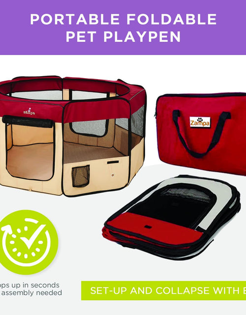 Load image into Gallery viewer, Portable Foldable Pet Playpen Exercise Pen Kennel + Carrying Case for Larges Dogs Small Puppies/Cats | Indoor/Outdoor Use | Water Resistant
