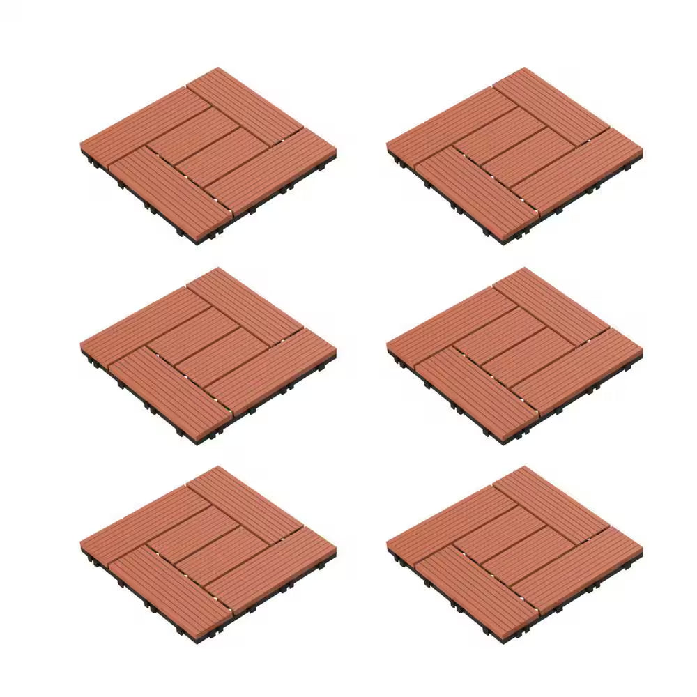 12 In. X 12 In. Outdoor Interlocking Criss Cross Polypropylene Patio and Deck Tile Flooring in Terracotta (Set of 6)