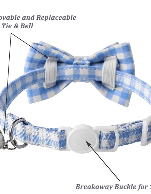 Load image into Gallery viewer, Feelers Cat Collar with Bow &amp; Bell, Cute Plaid Patterns Collars, 1 Pack, Blue
