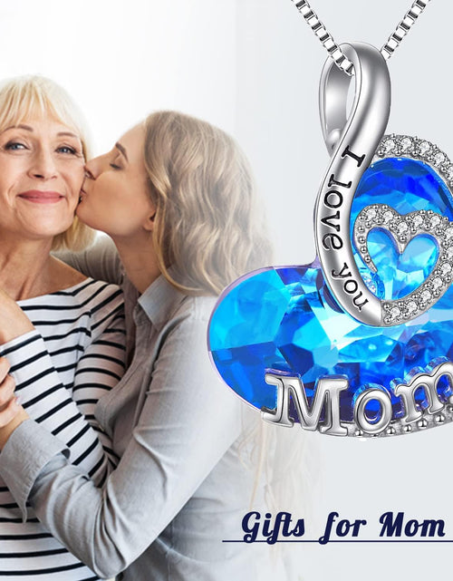 Load image into Gallery viewer, Gifts for Mom with Heart Birthstone Crystal Sterling Silver I Lov You Forevr Heart Pendant Necklace Birthday Christmas Mother&#39;S Day Jewelry Gifts for Women Mom Grandma,New Mom Gifts
