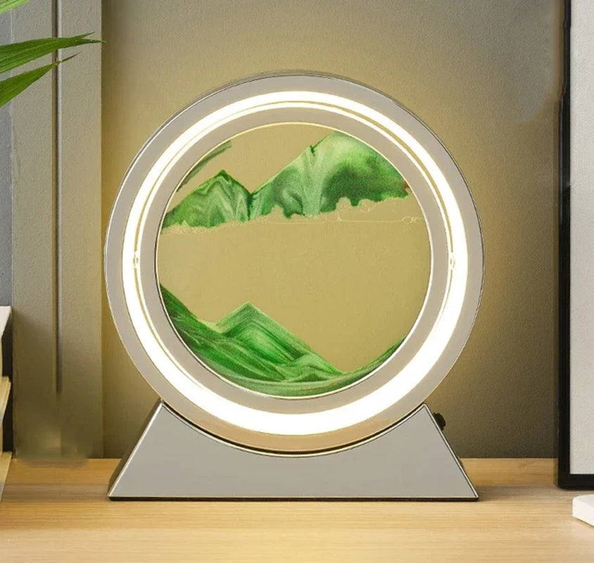 LED Light Creative Quicksand Table Lamp Moving Sand Art Picture 3D Hourglass Deep Sea Sandscape Bedroom Lamp for Home Decor Gift