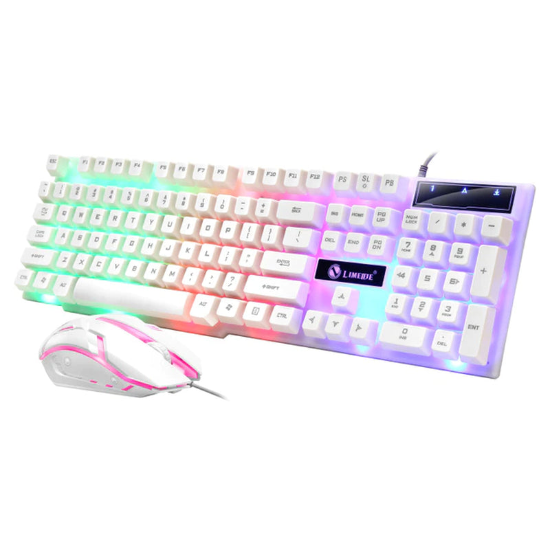 USB Wired Gaming Keyboard Mouse Combos PC Rainbow Colorful LED Backlit Gaming Mouse and Keyboard Set Kit for Home Office Gamer