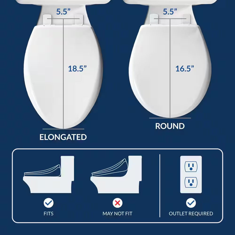 HD-7000 Electric Bidet Seat for round Toilets in White with Fusion Heating Technology