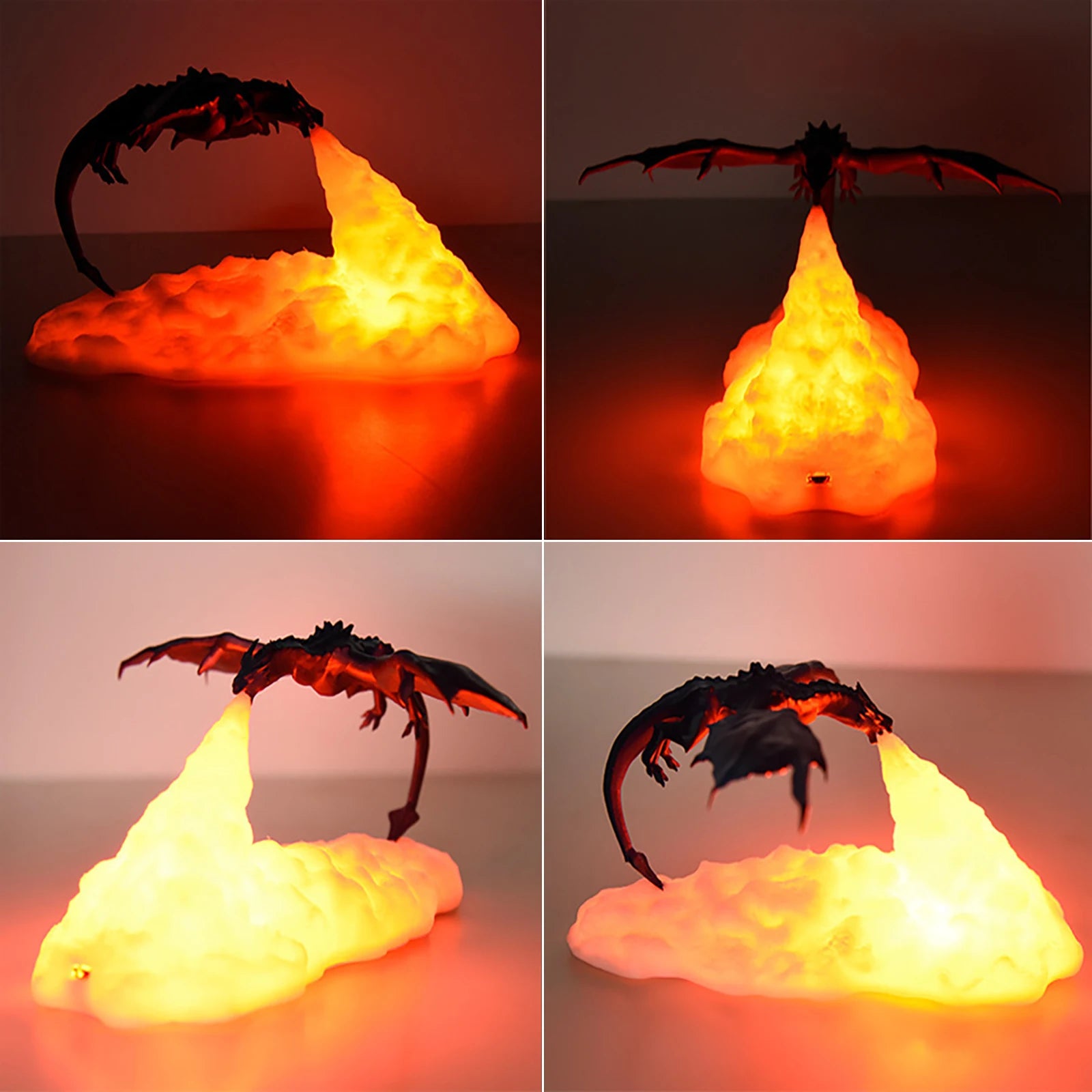 3D Printed Fire Dragon Night Light,Usb Rechargeable LED Lights,Table Lamp for Home Bedroom E-Sport Decora,As Kids',Adult Gifts