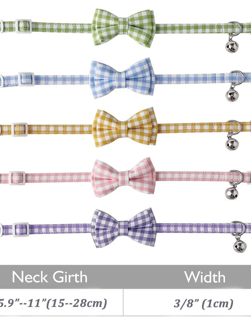 Load image into Gallery viewer, Feelers Cat Collar with Bow &amp; Bell, Cute Plaid Patterns Collars, 1 Pack, Blue
