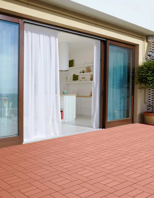 Load image into Gallery viewer, 12 In. X 12 In. Outdoor Interlocking Criss Cross Polypropylene Patio and Deck Tile Flooring in Terracotta (Set of 6)
