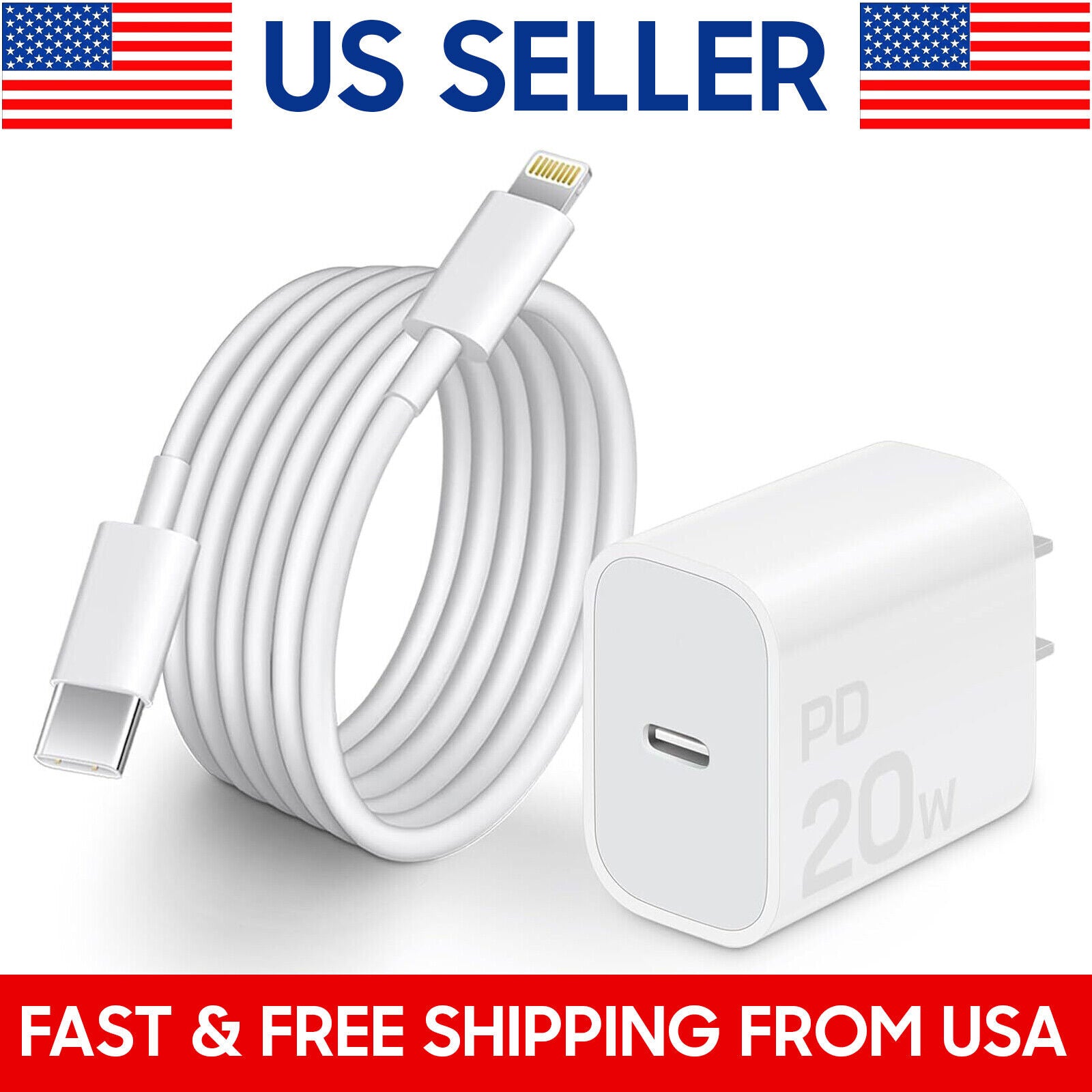 Original USB-C Fast Charger for Iphone 14 13 12 11 Pro Max XS XR 8 Type C Cable