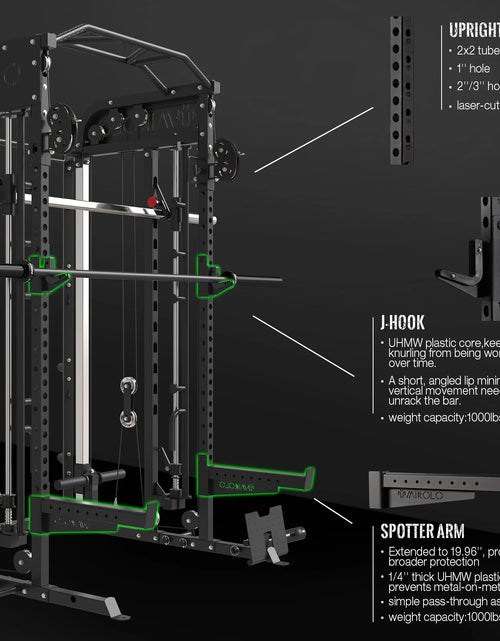 Load image into Gallery viewer, Smith Machine Home Gym, 2000Lbs Smith Rack with Cable Crossover and 800Lbs Weight Bench, Home Gym Equipment
